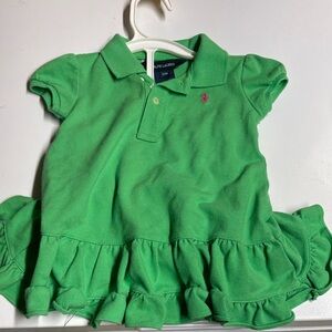 Ralph Lauren Kids Polo in Bright Green with Ruffle Hem